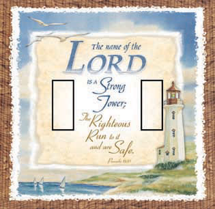 Proverbs 18:10 Double Toggle SwitchStix Peel and Stick Switch Plate Cover Décor