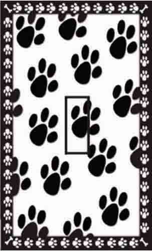 Dog Paw Prints Single Toggle SwitchStix Peel and Stick Switch Plate Cover Décor