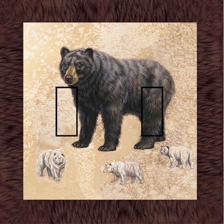 Black Bear 1C Double Toggle SwitchStix Peel and Stick Switch Plate Cover Décor